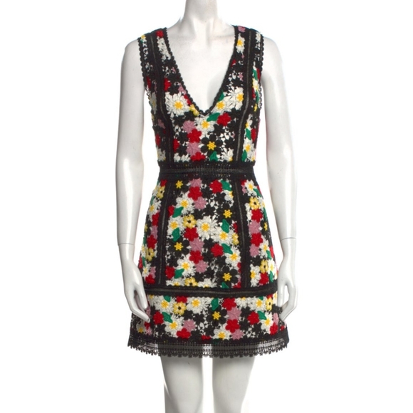 Alice + Olivia  Zula Floral-embroidered  Party Cocktail Mini  Dress SIZE  0 - Picture 4 of 7